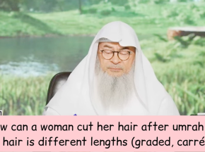 How can a woman cut hair after umrah if her hair is different lengths (Graded Carre)
