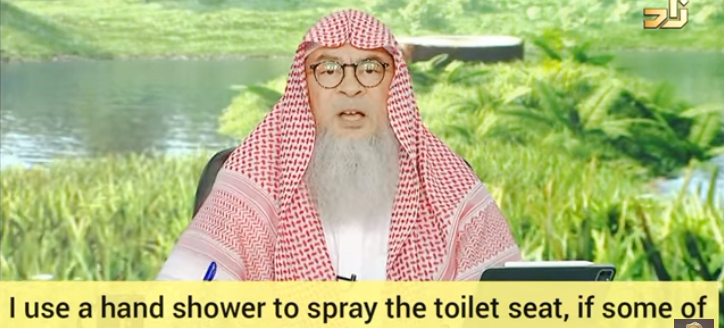 I use hand shower to spray toilet seat, if water splashes back on me, is it impure?