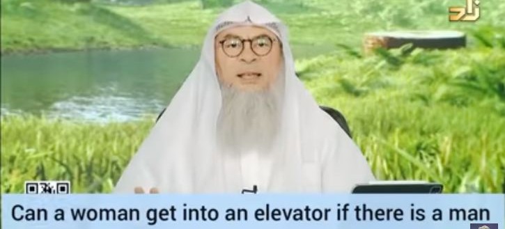 Can a woman get into an elevator (lift) if there is a man or two men inside?