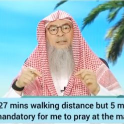 Masjid is 27 mins walking distance but 5 mins by car, is it mandatory 2 pray in masjid