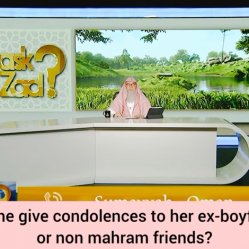 Can she give condolences to her ex boyfriend or non mahram friends?