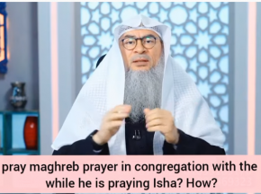 Can I pray Maghrib behind the imam who is praying Isha? How to pray?