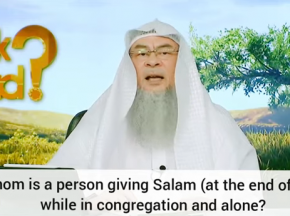 To whom is a person giving Salam at end of the prayer, in congregation & when alone?