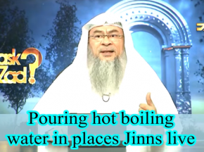 Pouring hot, boiling water in places where Jinn live