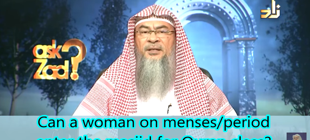 Can a woman in menses, period enter Masjid, what if her Quran classes are held there?