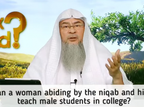 Can a woman abiding by the proper hijab and niqab teach male students?