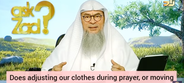 Does adjusting clothes during prayer or moving 3 times invalidate our prayer?